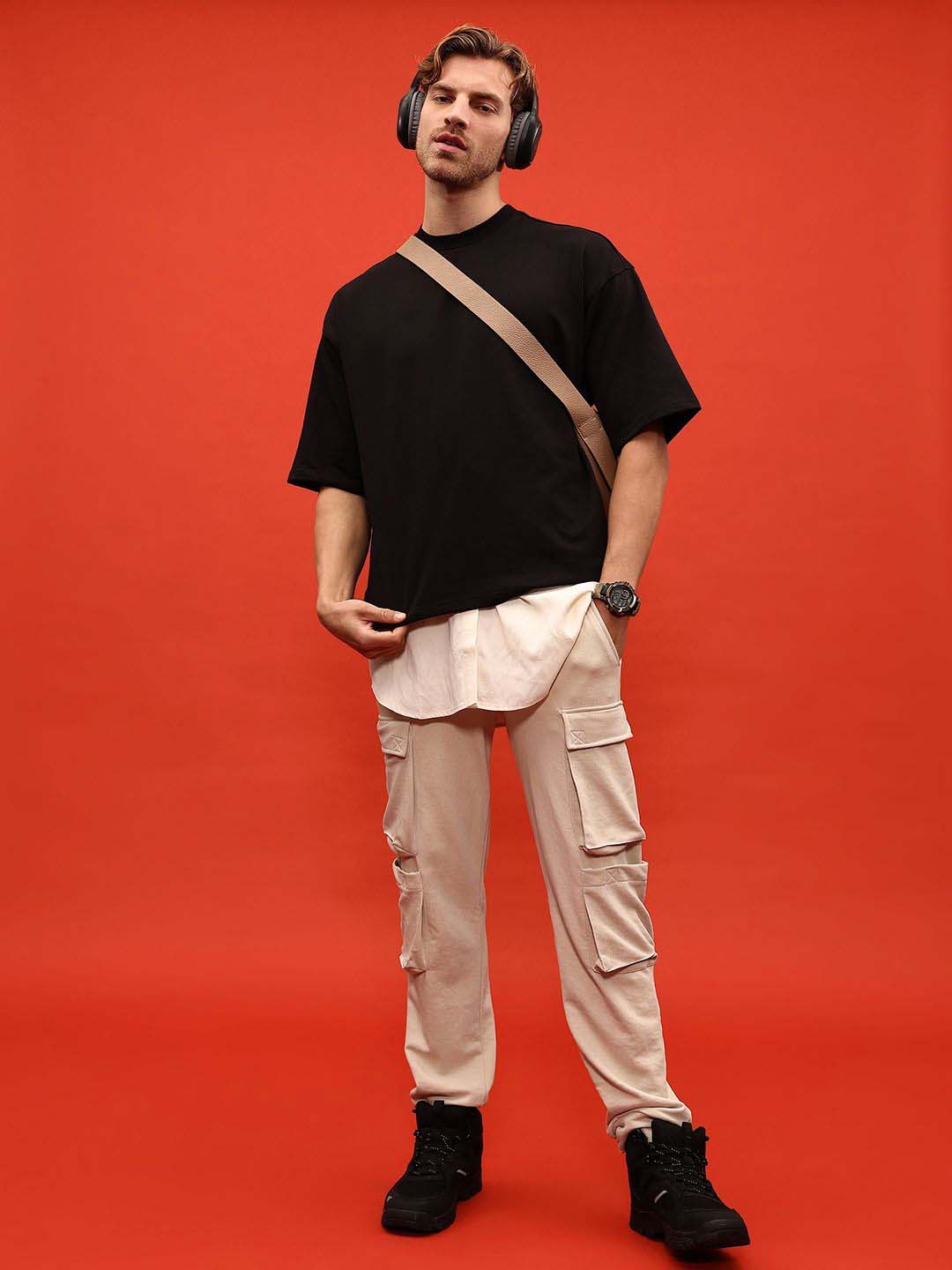 Oversized Black French Terry Cotton Tee