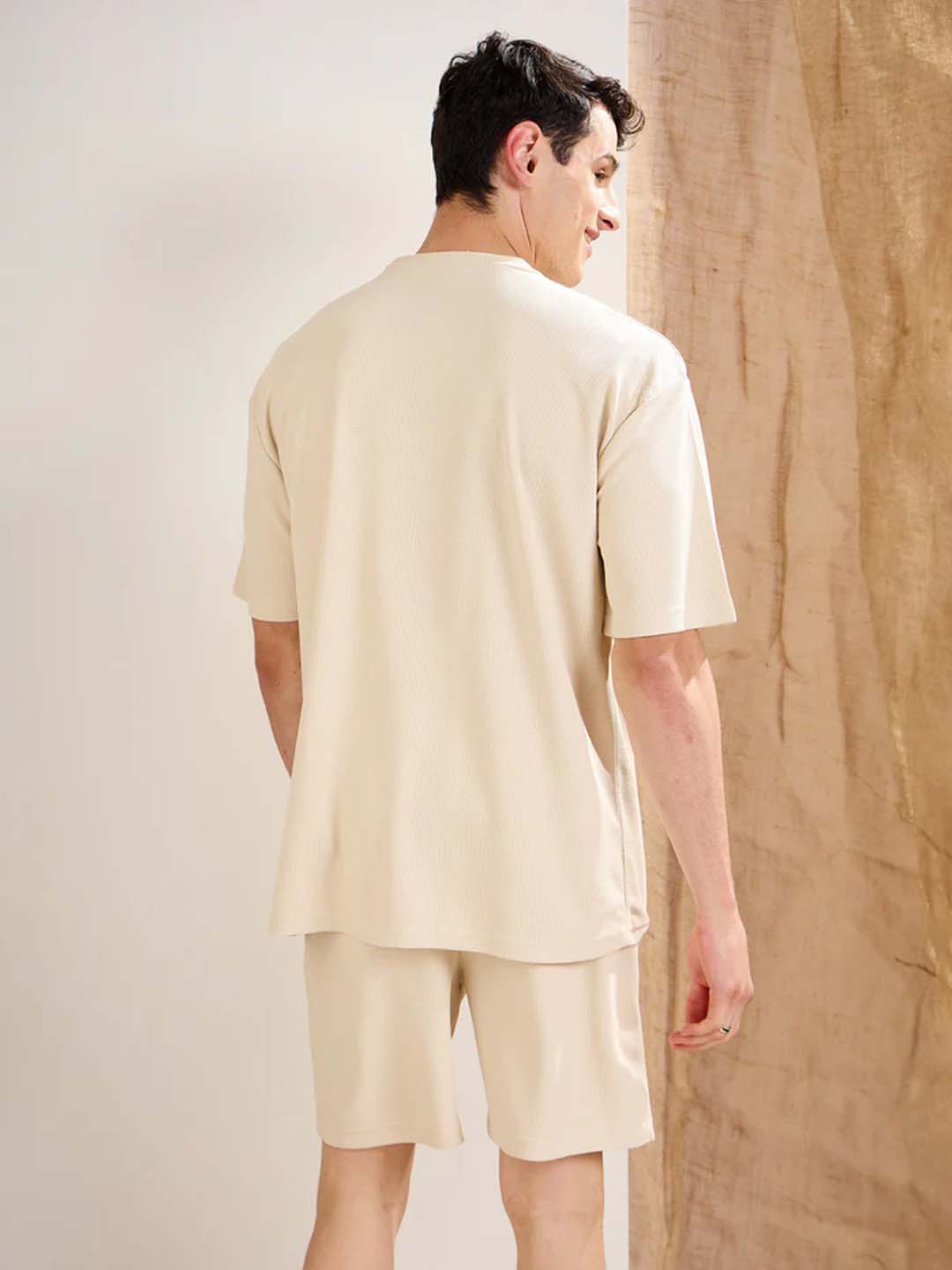 Beige Waffle Oversized T-shirt