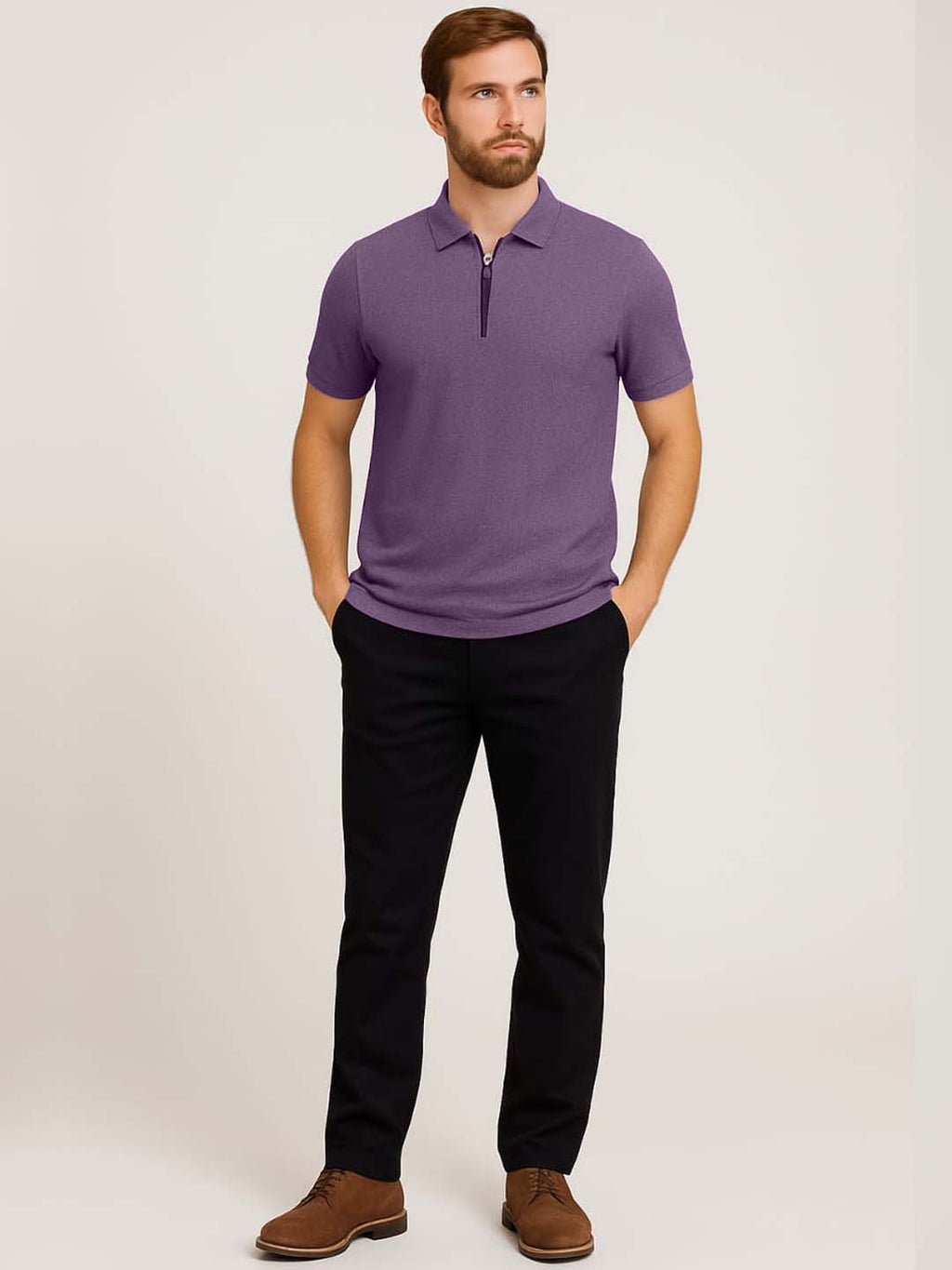 Purple Zip Polo T-Shirt