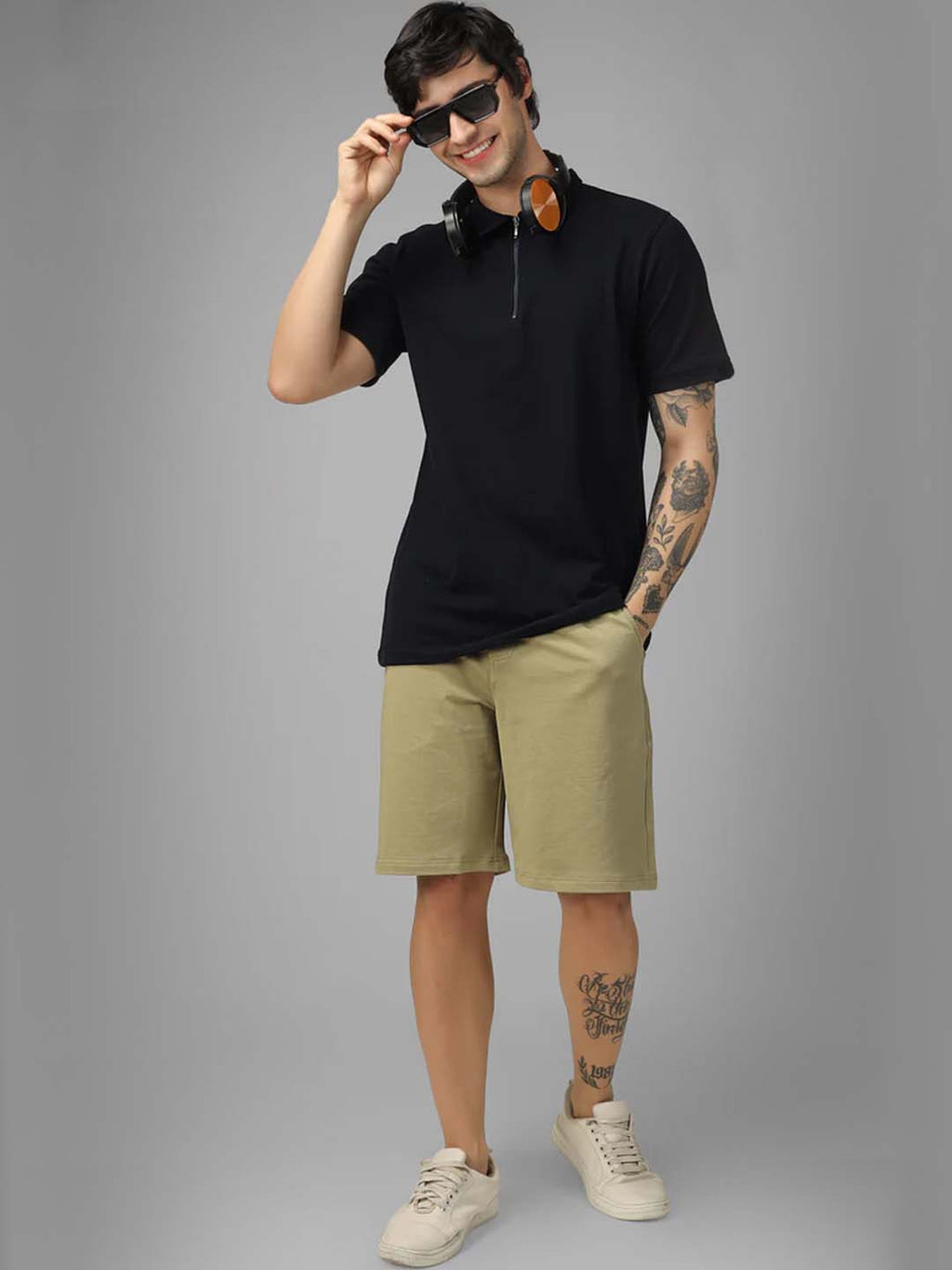 Black Zip Polo T-Shirt