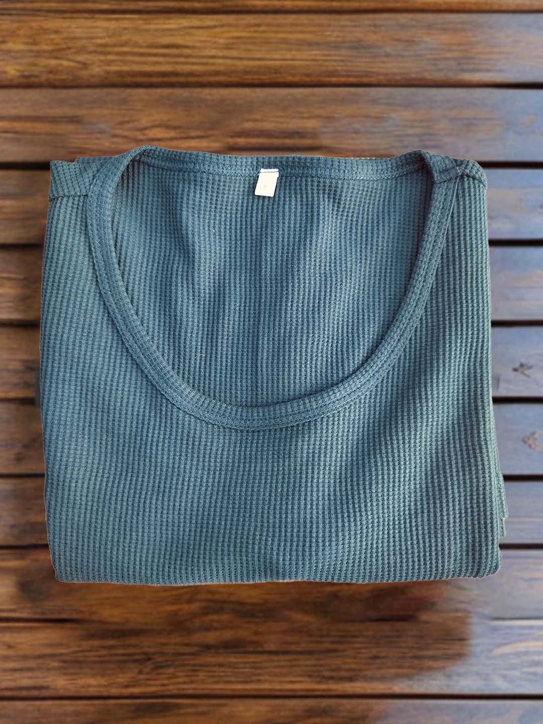 Teal Blue Waffle Vest