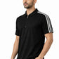 Black Stripes Zip Polo T-Shirt