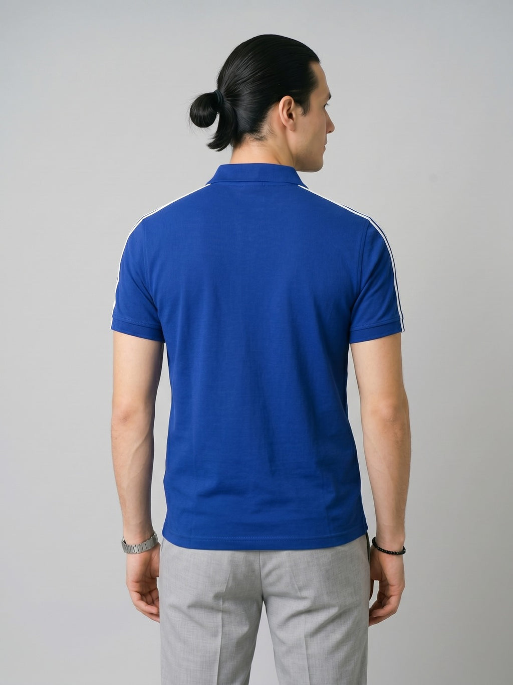 Royal blue Stripes Zip Polo T-Shirt (Copy)